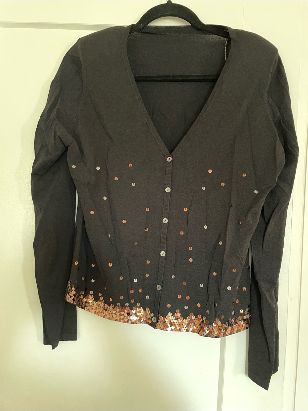 Marks & Spencer Black V-Neck Cardigan with Copper Sequins - Picture 3 of 8